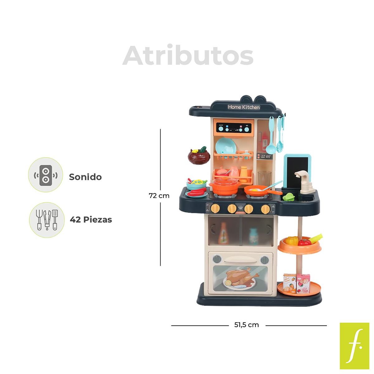 KIDS N PLAY - Cocina para niños de juguete con accesorios y sonidos