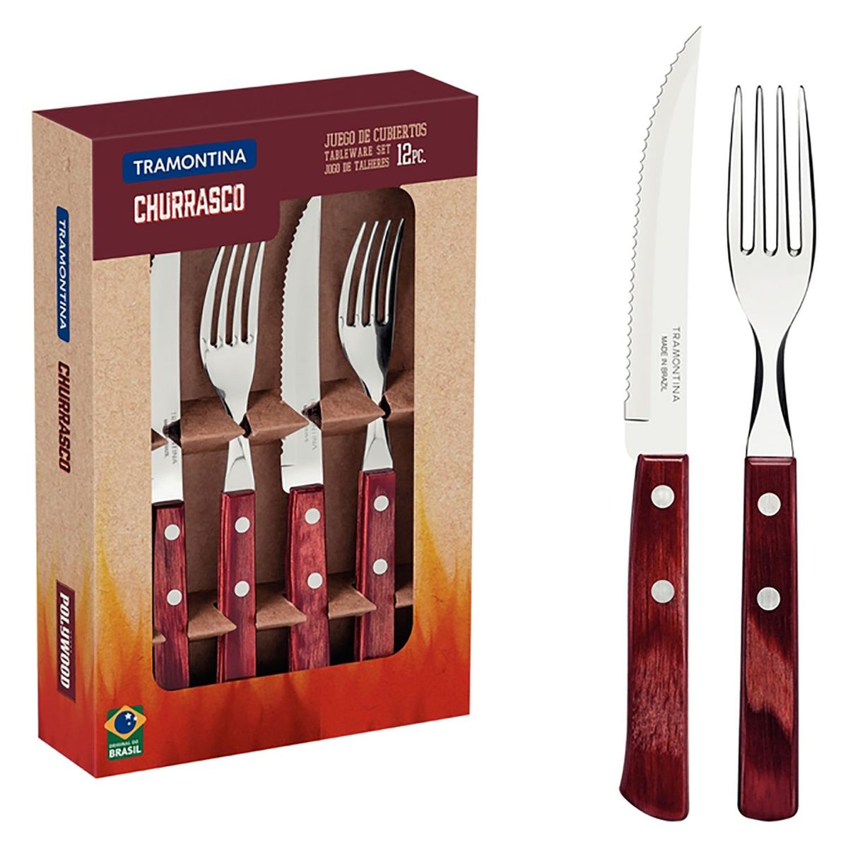TRAMONTINA - Juego de cubiertos 12 Piezas
