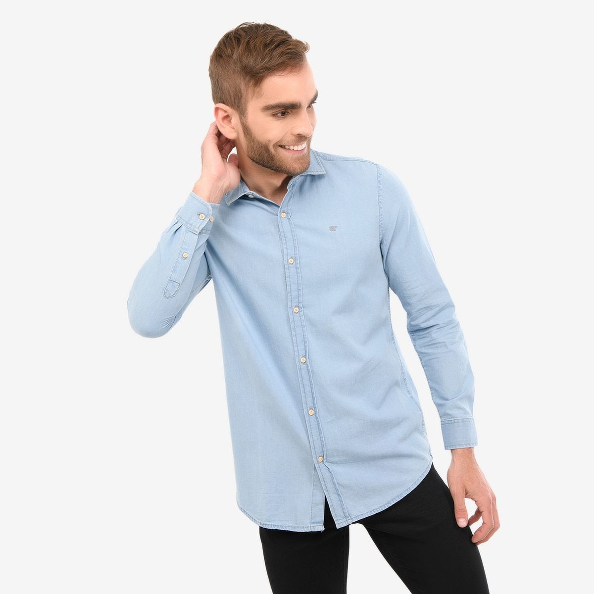 WOLF & HANK - Camisa de jean para Hombre Regular Wolf & Hank