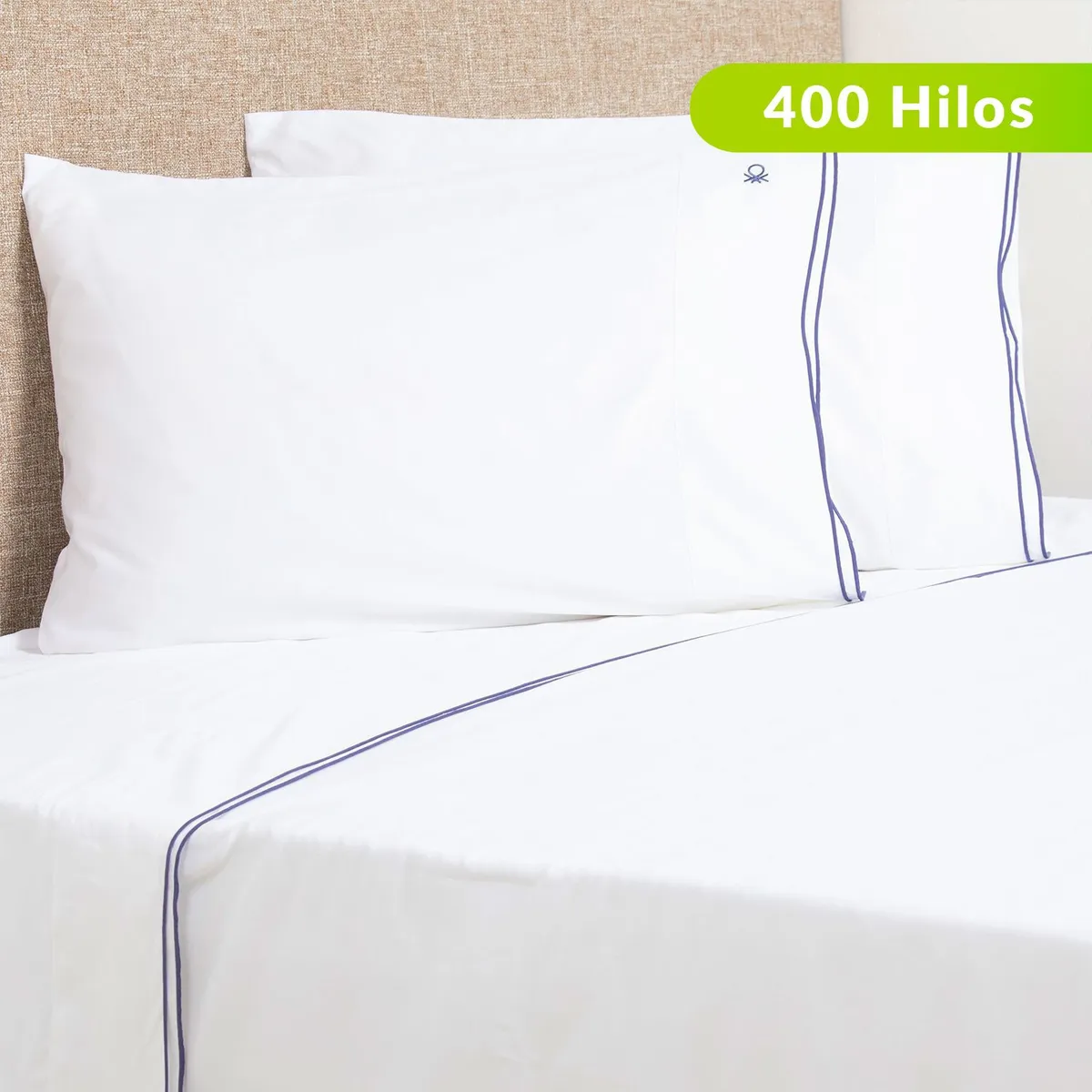 BENETTON - Juego de Sábanas Benetton Algodón 400 Hilos