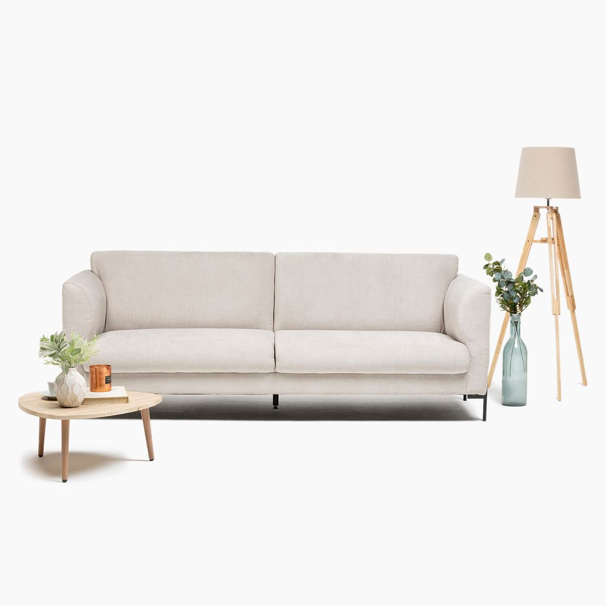 BASEMENT HOME - Sofá 3 Puestos en Tela, Conley 211 x 81 x 86 cm con Patas de Metal - Mueble Basement Home -  0% Interés a 3, 6 o 12 Cuotas Pagando con tu CMR Banco Falabella