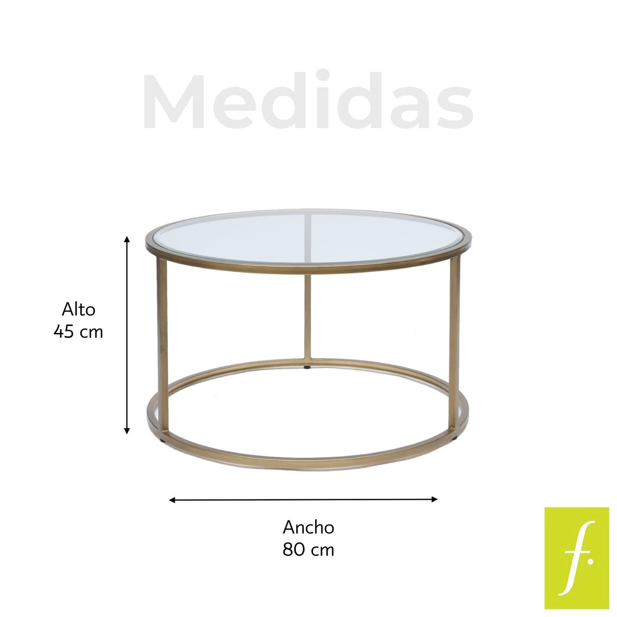 BASEMENT HOME - Mesa de Centro Moderna Redonda  en Vidrio Gold 80 x 45 x 80 cm Basement Home