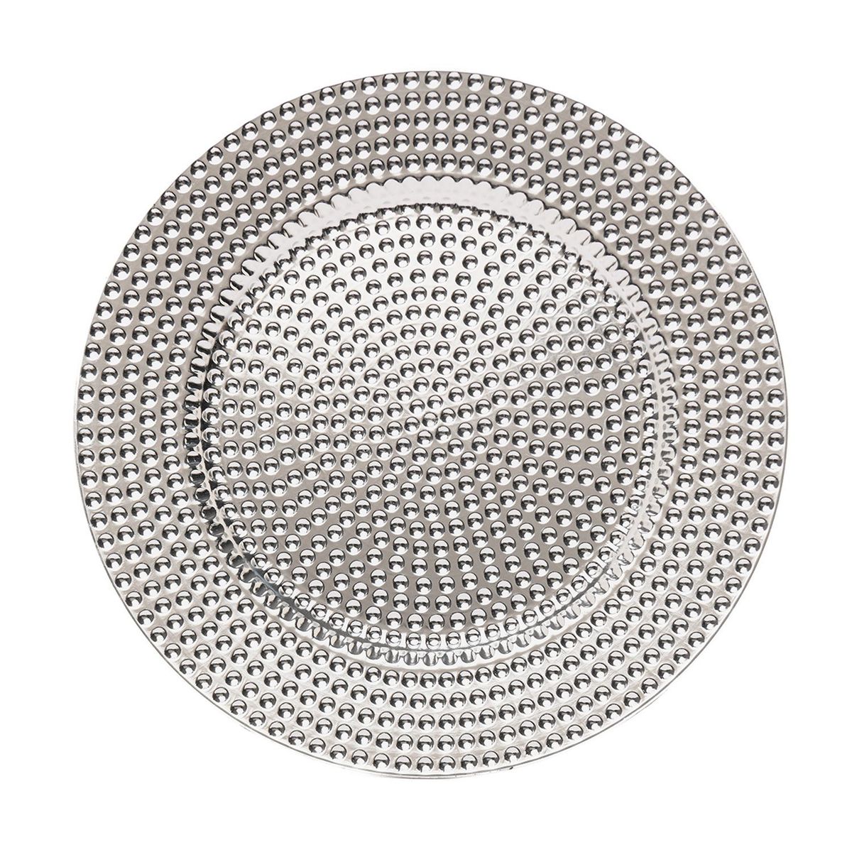 ROBERTA ALLEN - Plato Base Plástico Charger Puntos Plateados 33 cm