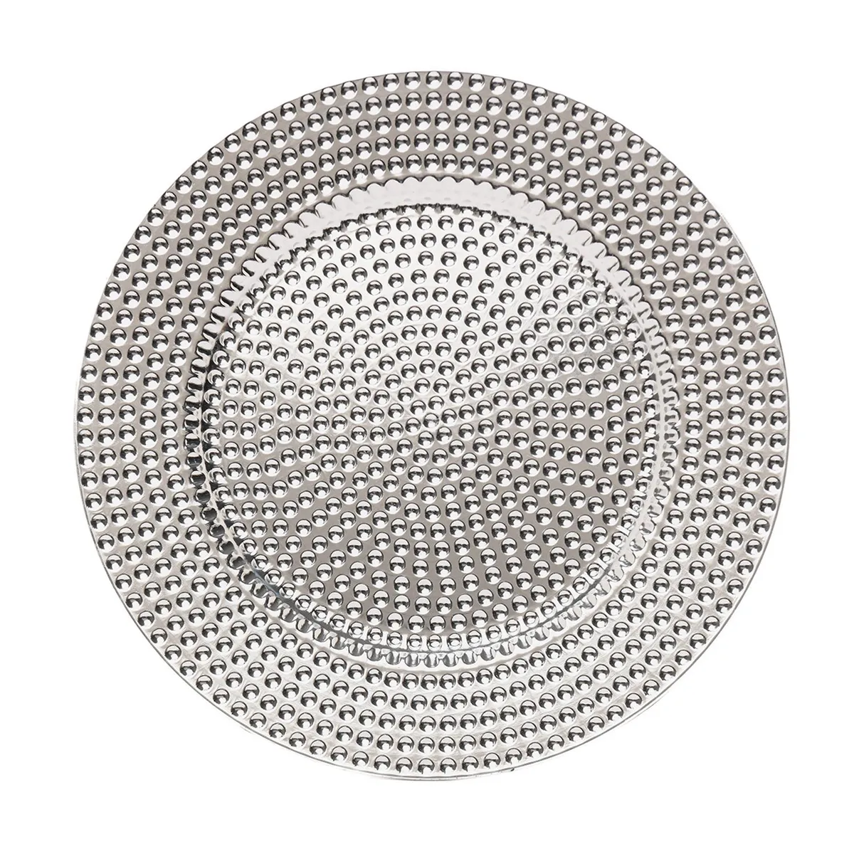 ROBERTA ALLEN - Plato Base Plástico Charger Puntos Plateados 33 cm