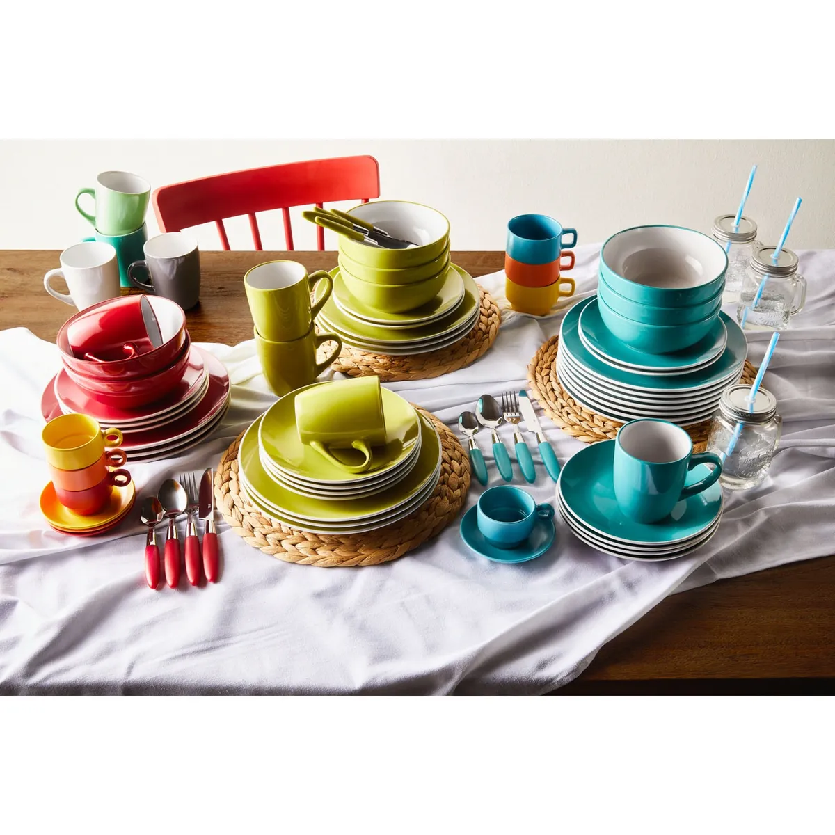 MICA - Rack 4 Mugs+ 4 platos Cerámica Milano 16 x 20 cm