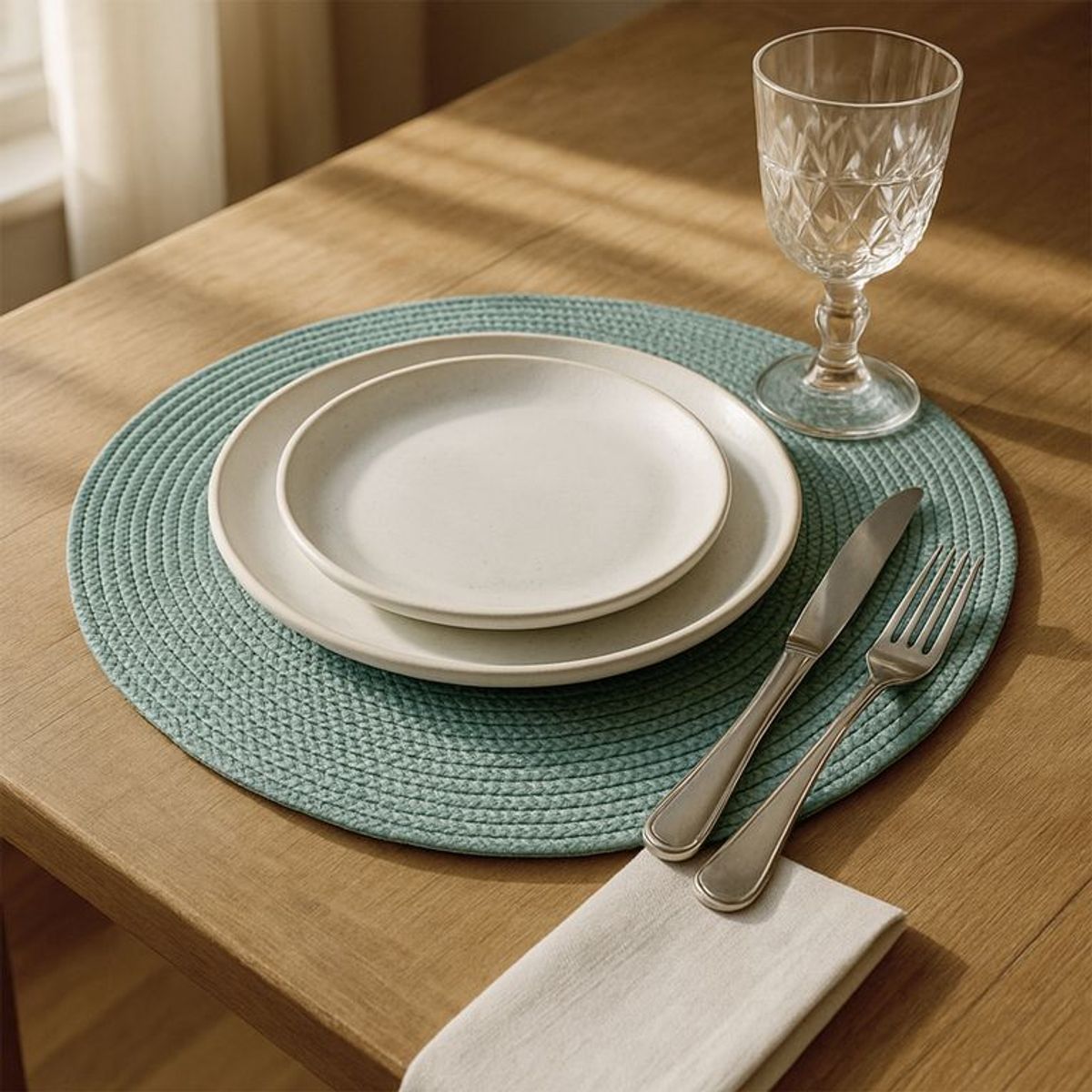 ROBERTA - Set x4 Individuales Redondo Verde de Plástico 38 x 38 cm