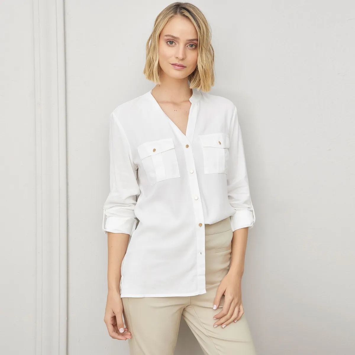 BASEMENT - Camisa Mujer Estampado Manga larga Basement