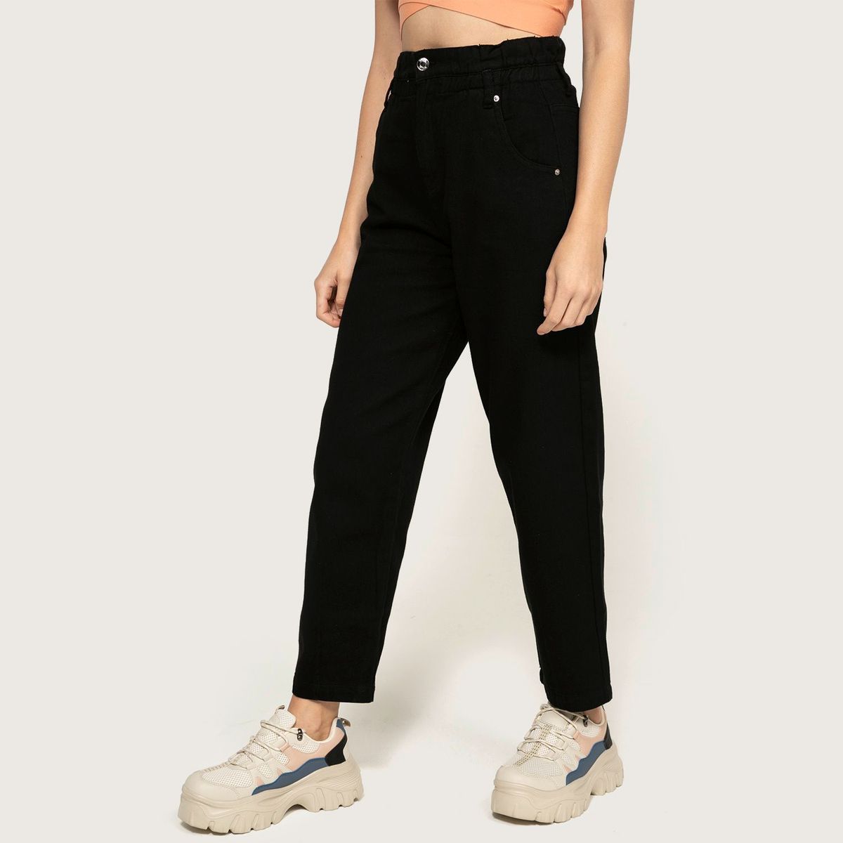 SYBILLA - Jean Algodón Mujer Paper Bag Alto Sybilla