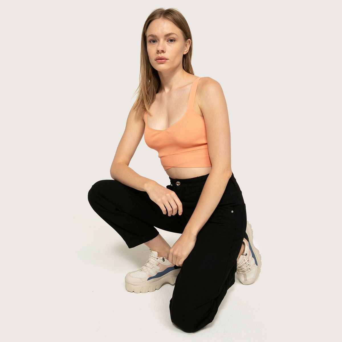 SYBILLA - Jean Algodón Mujer Paper Bag Alto Sybilla