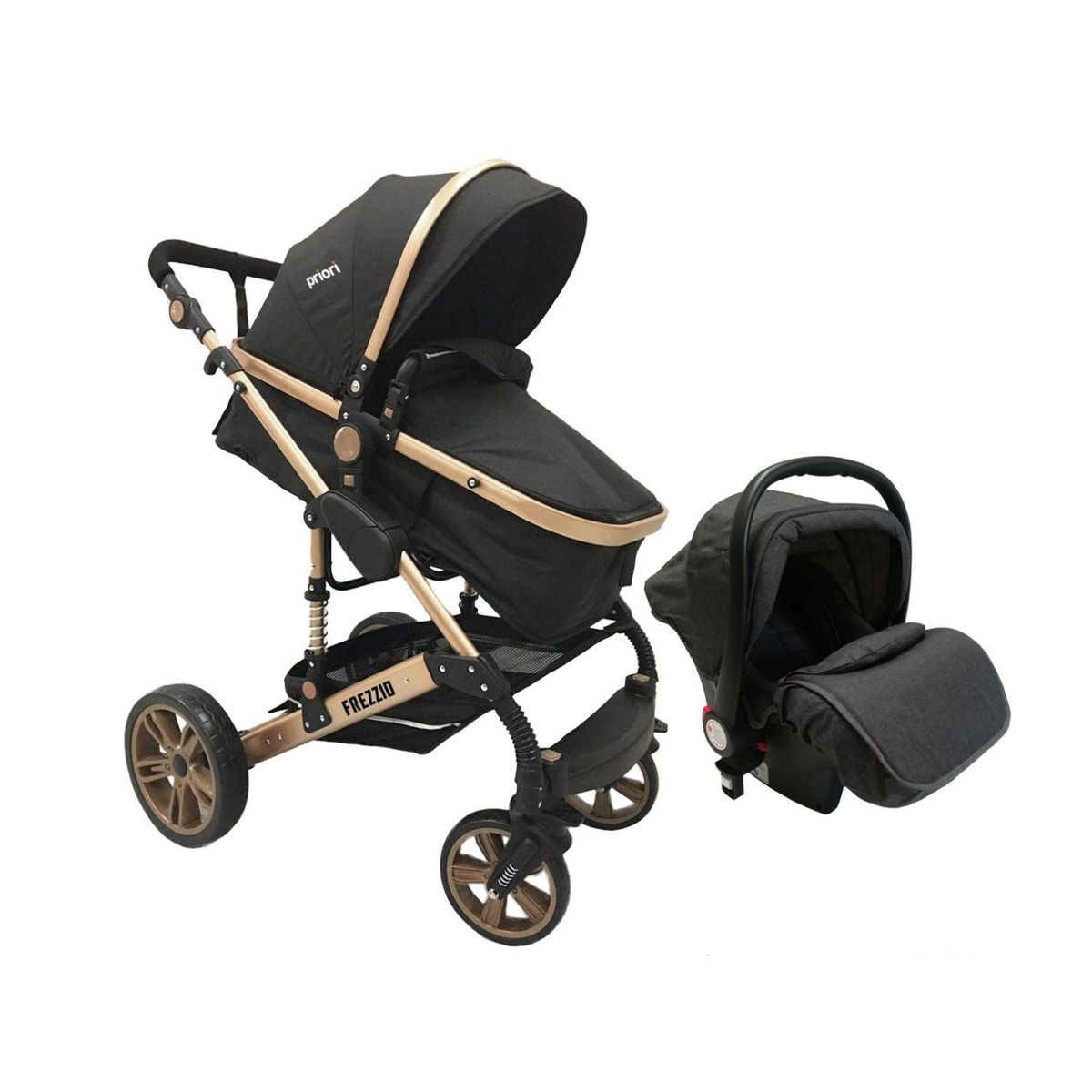 PRIORI - Coche para Bebé Travel System Priori, color Negro y Bronce, modelo Frezzio
