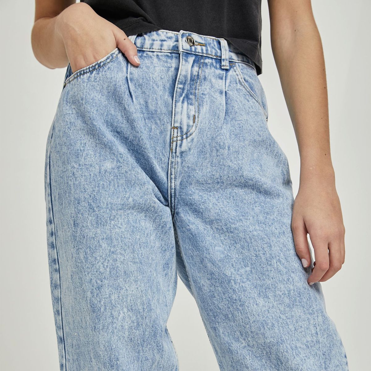 SYBILLA - Jean Slouchy para Mujer Tiro alto de Algodón Sybilla