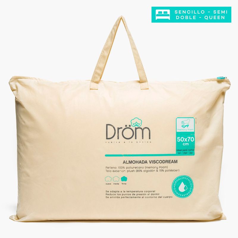 DROM - Almohada en Memory Foam, Firme 50 X 70 cm Drom Viscodream