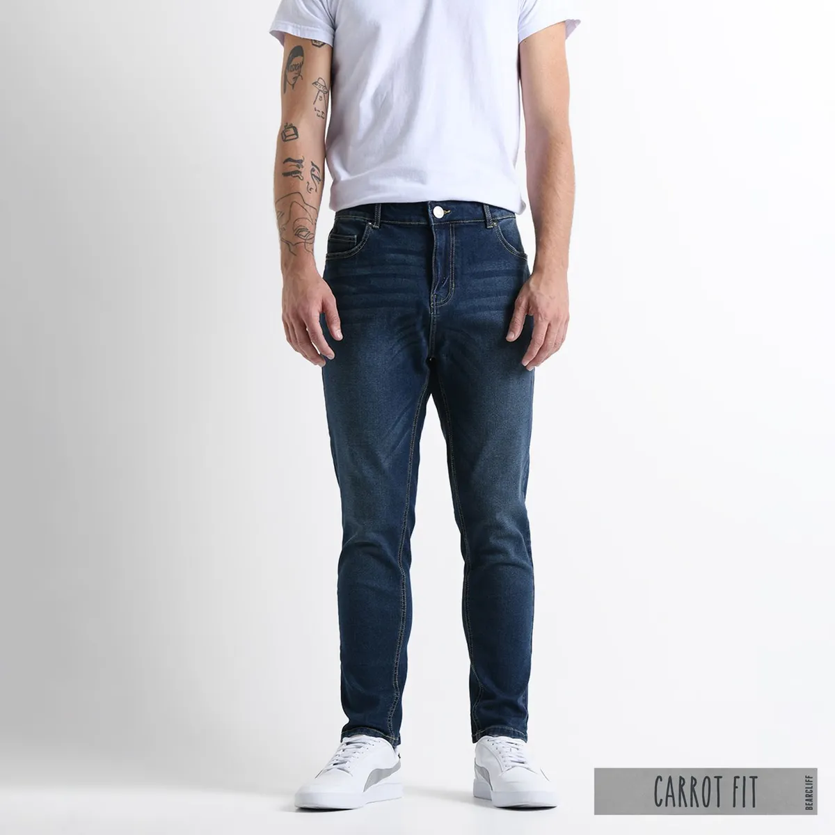 BEARCLIFF - Jean 5 Bolsillos para Hombre Carrot Largo 32 Bearcliff