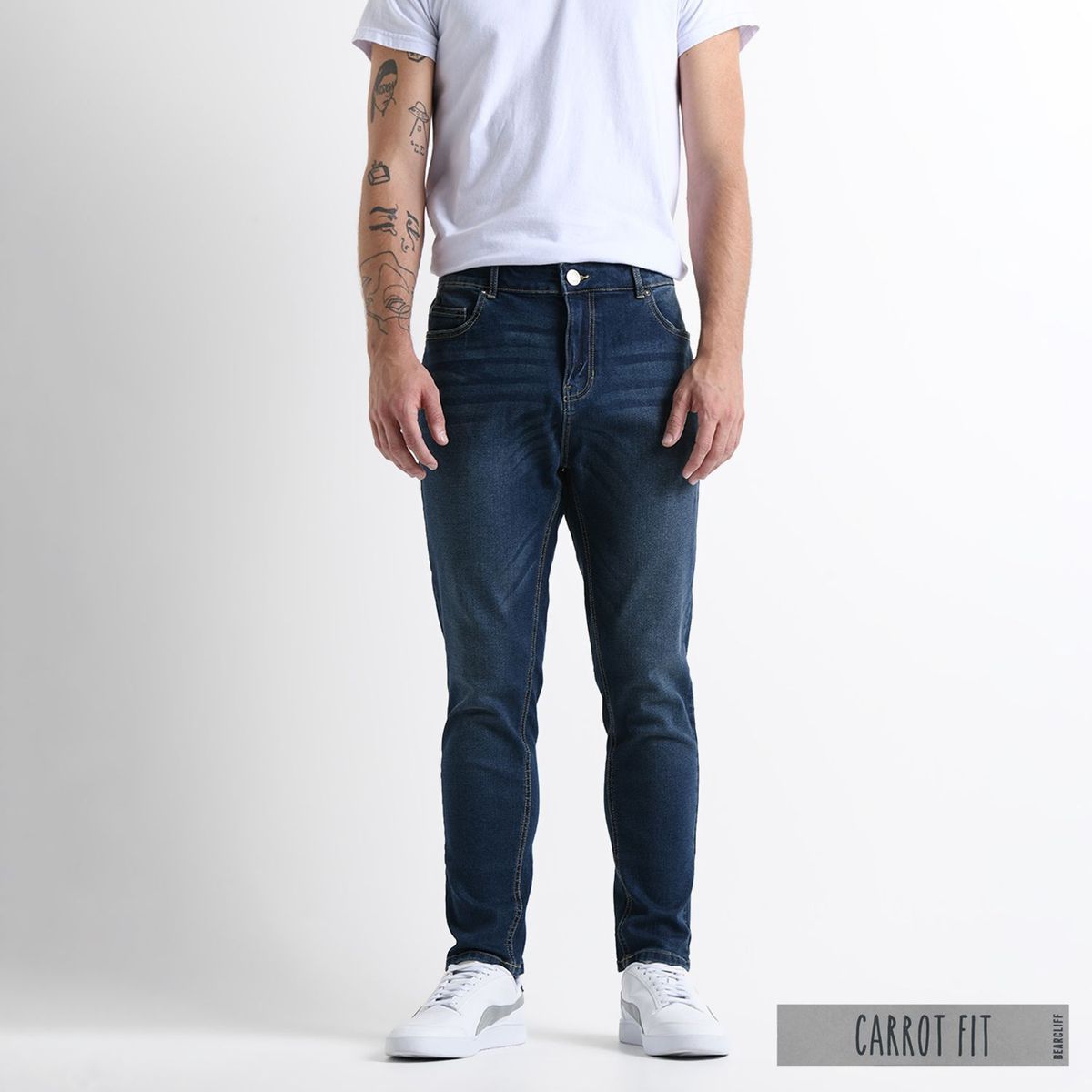BEARCLIFF - Jean 5 Bolsillos para Hombre Carrot Largo 32 Bearcliff