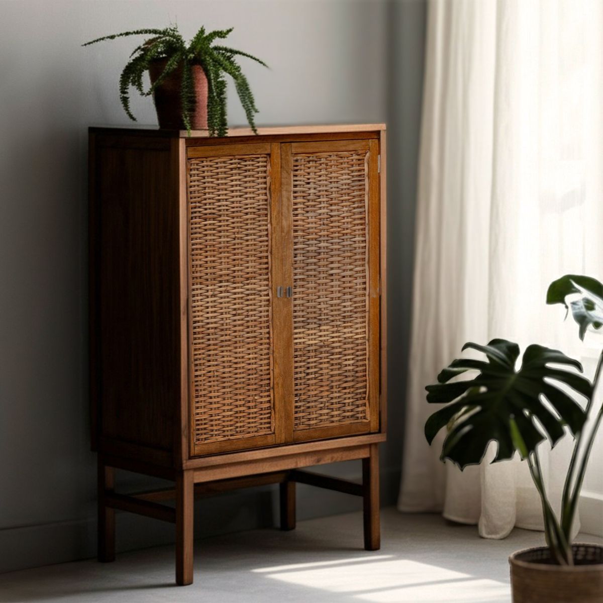 BASEMENT HOME - Bar para Exterior en Madera Rattan, Kretes 96 x 38 x 165 cm - Mueble Basement Home