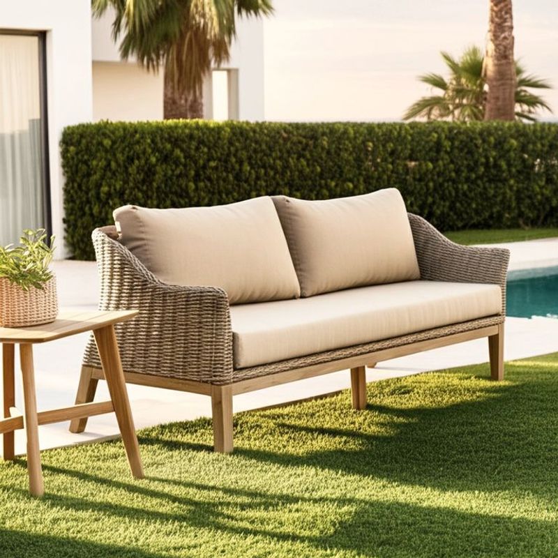 ROBERTA ALLEN - Sofá de Exterior y Terraza o Jardín Moderno en Poliéster 3 Puestos Kawaii 180 x 68 x 72 cm  Roberta Allen  -  0% Interés a 3, 6 o 12 Cuotas Pagando con tu CMR Banco Falabella