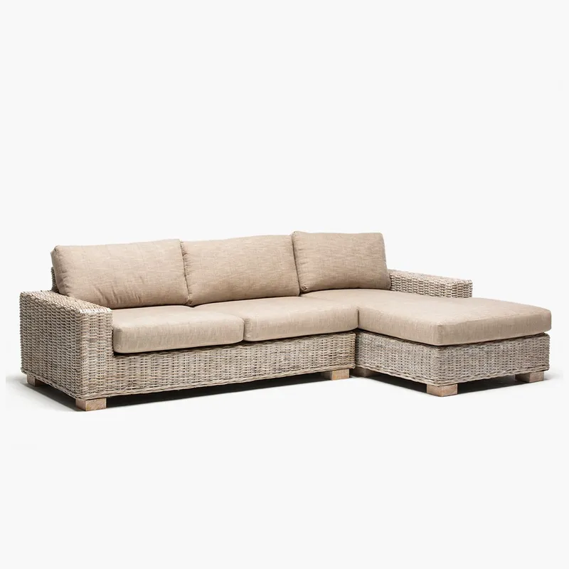 ROBERTA ALLEN - Sofá en L de Exterior y Terraza o Jardín Moderno en Rattán 4 Puestos Kubu 270 x 67 x 159 cm Beige Roberta Allen -  0% Interés a 3, 6 o 12 Cuotas Pagando con tu CMR Banco Falabella