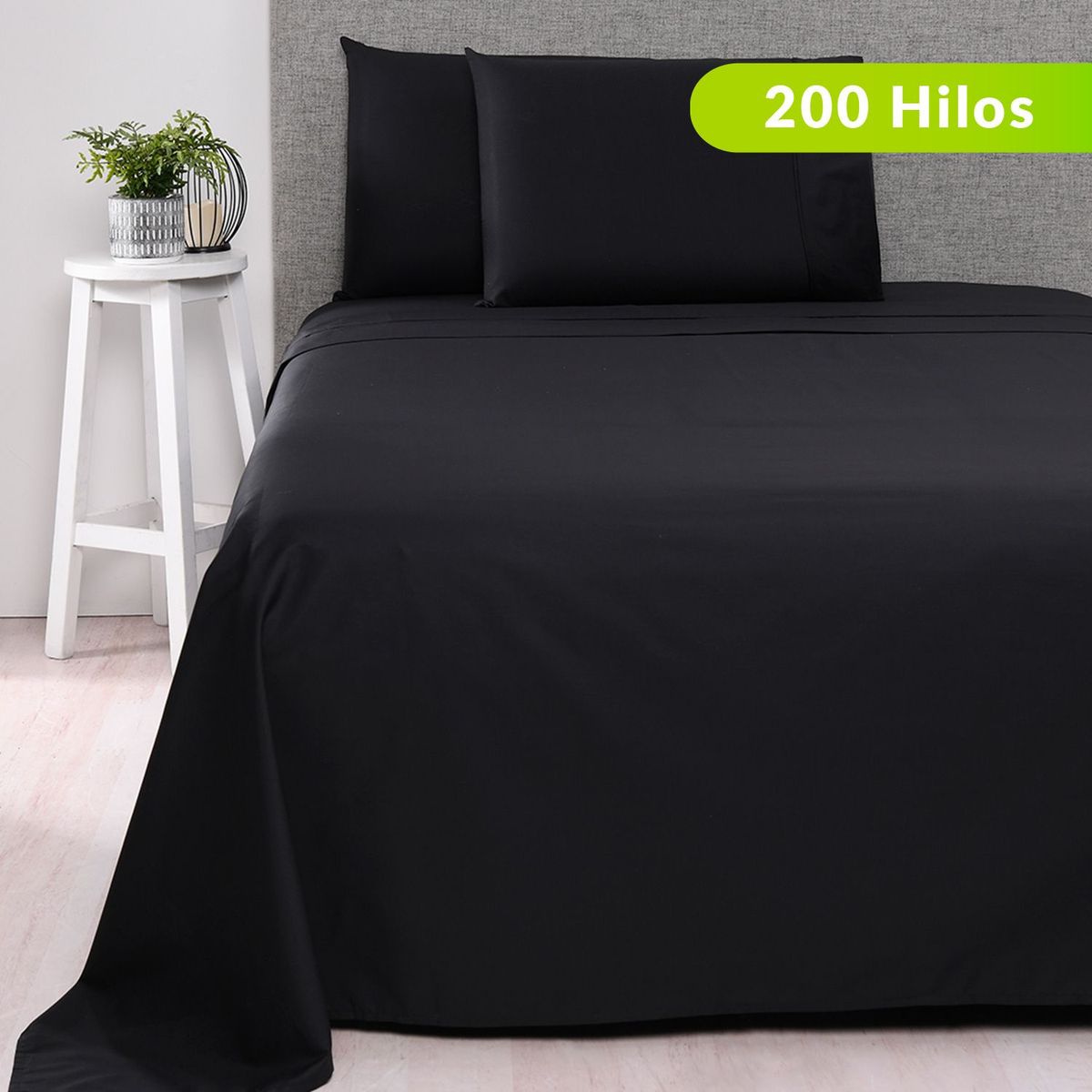BASEMENT HOME - Juego de Sábanas Lisa de Algodón 200 Hilos Basement Home 