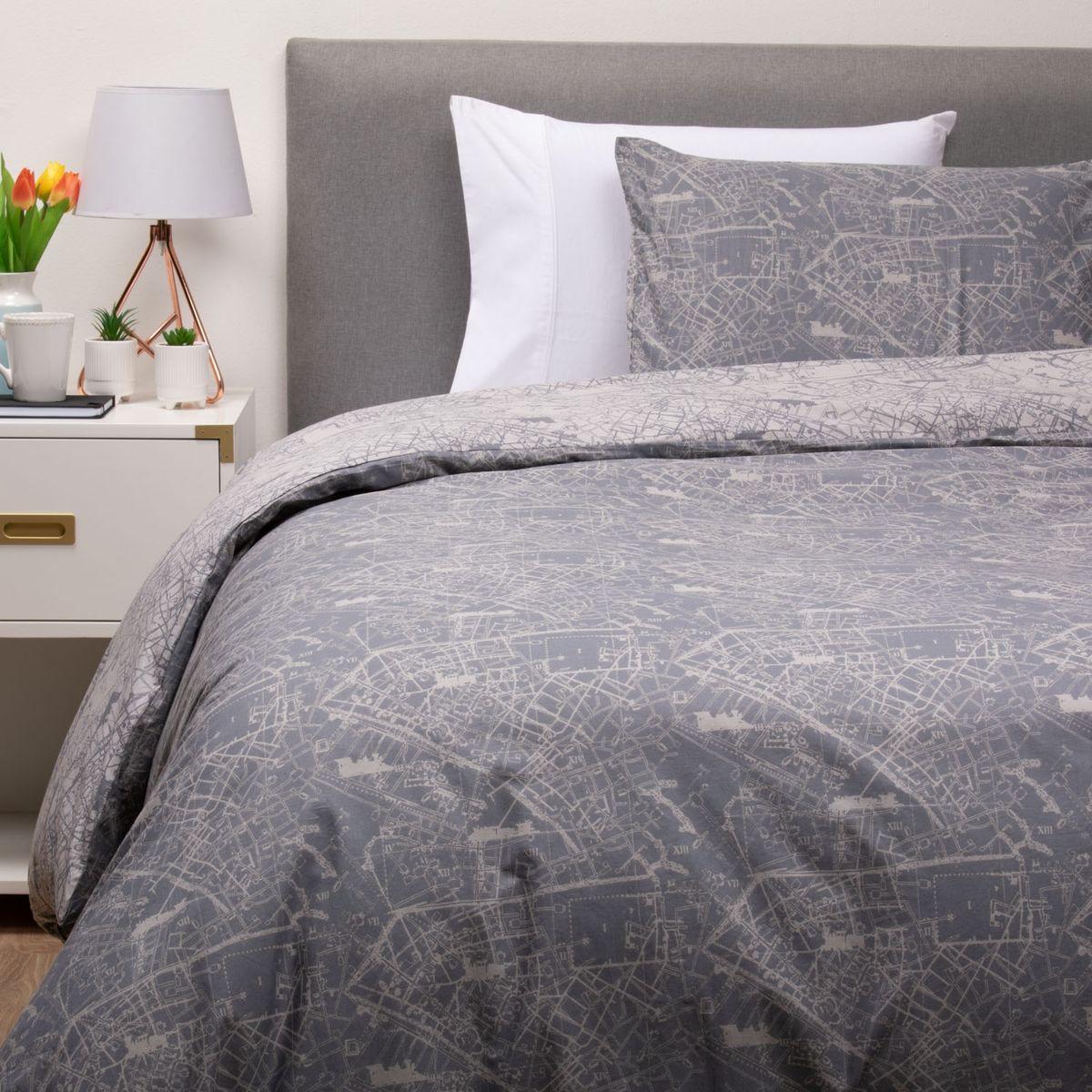 MICA - Funda de Duvet Algodón Mapa