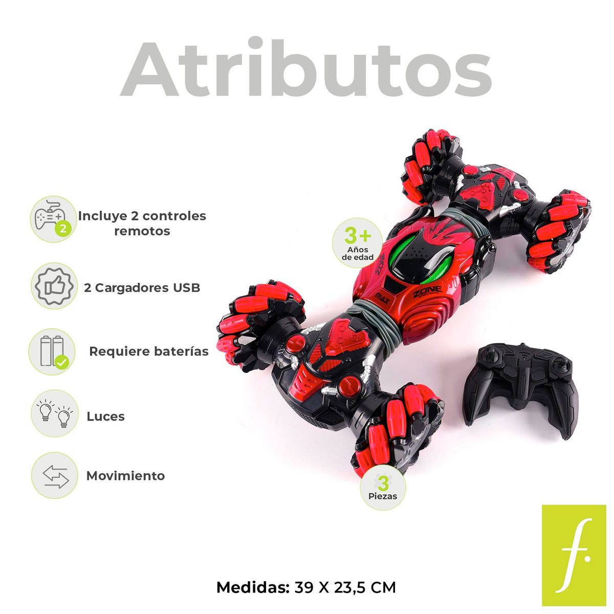 KIDS N PLAY - Carro a control remoto: Crazy Drift Speed con 2 controles 