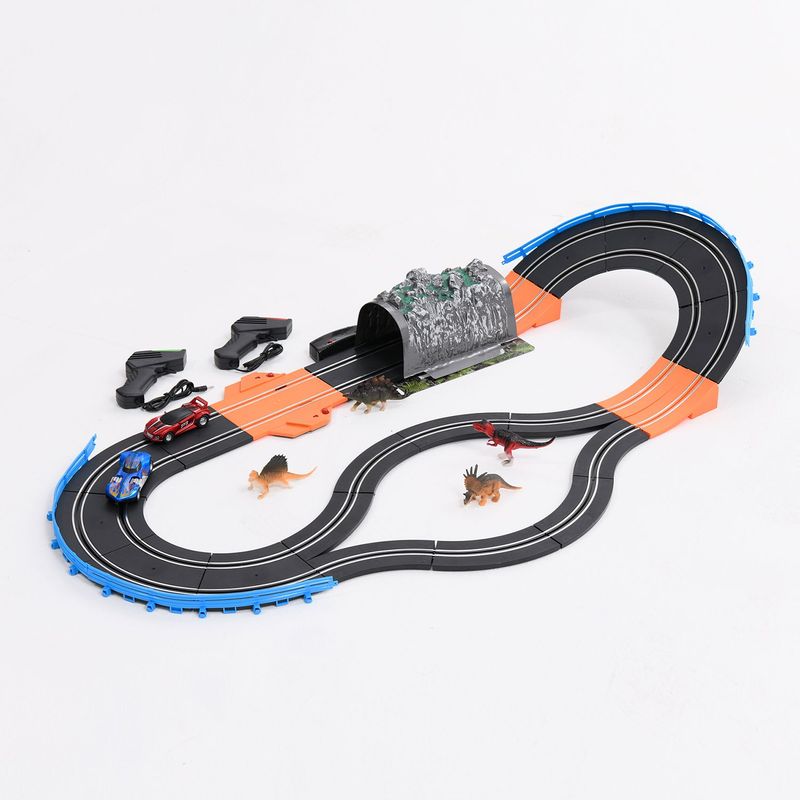  - Juguete Electrónico Dino World Pista Dinosaurio 282Cms 2 Autos y Dinosaurios