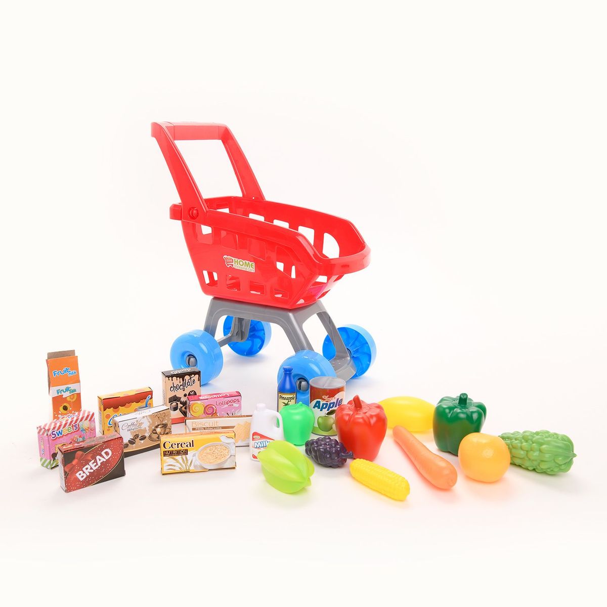 KIDS N PLAY - Carrito Supermercado de Juguete, incluye (Carrito y 22 accesorios). A partir de 3 años.