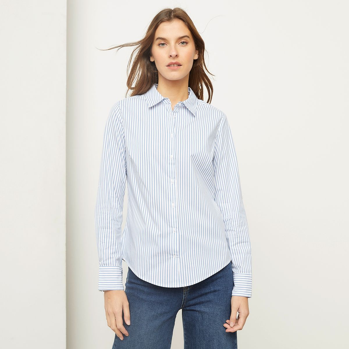 BASEMENT - Camisa Mujer Manga larga de Algodón Basement