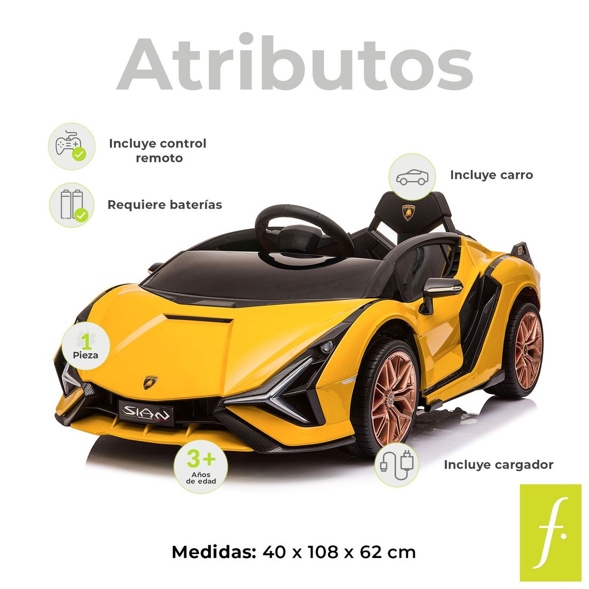  - Carro montable Lamborghini eléctrico para niños
