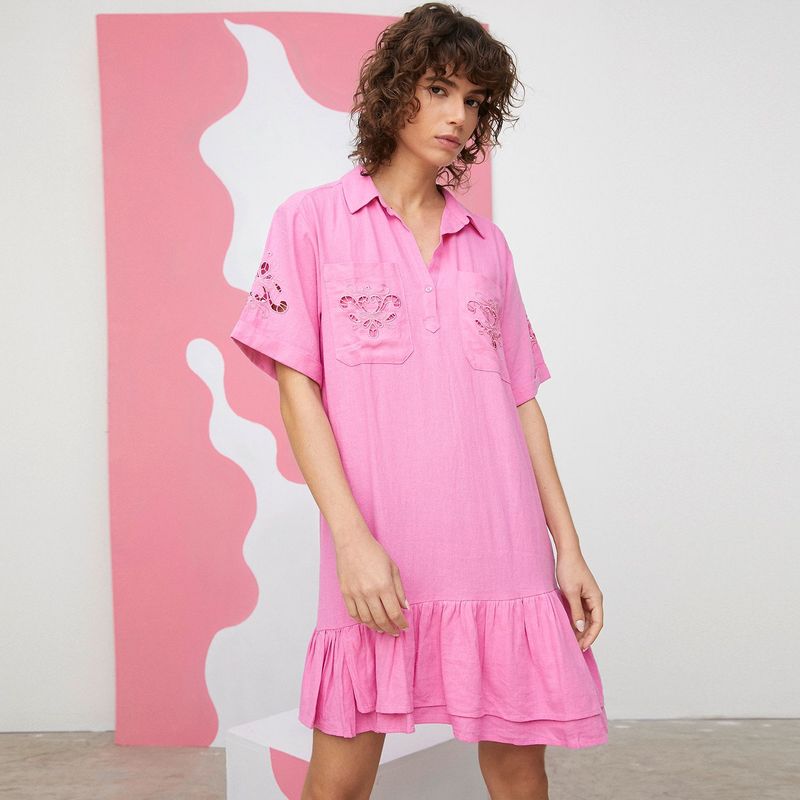 ANIS - Vestido Corto Lino Anis x Falabella