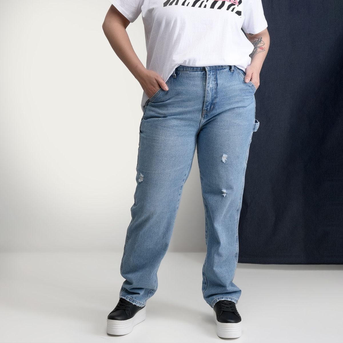 DENIMLAB - Jean Wide para Mujer Tiro alto de Algodón lab