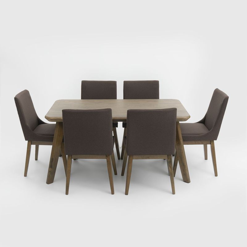 MICA - Juego de Comedor en Madera de Caucho para 6 Personas (Comedor + 6 Sillas) Glen Mica