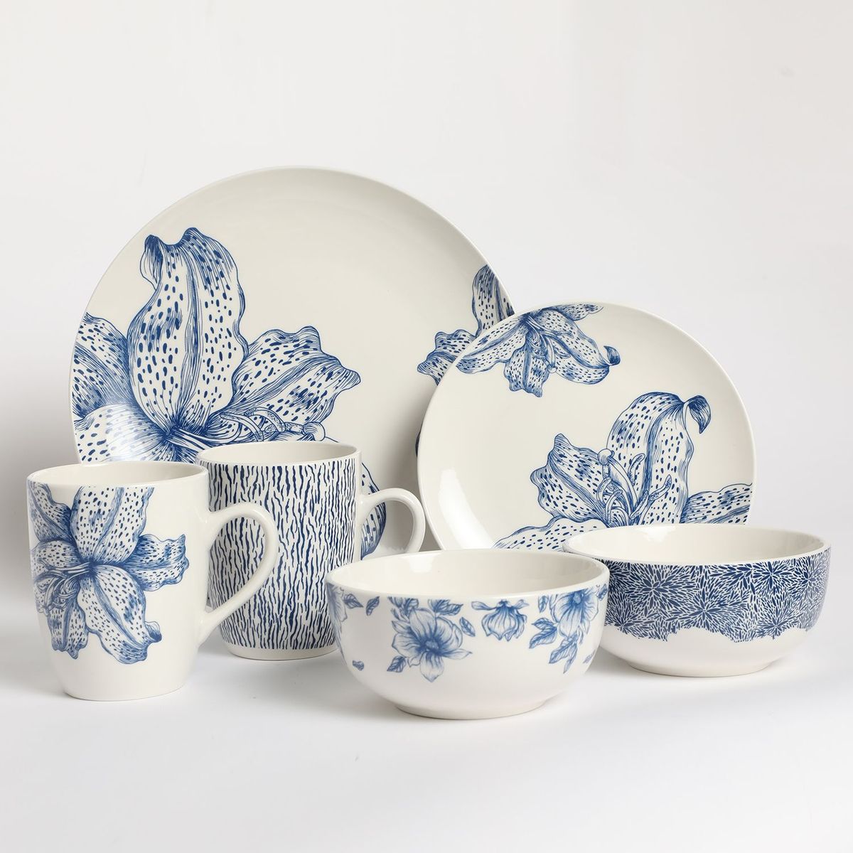 ROBERTA ALLEN - Juego de Vajilla Roberta Allen 6 Puestos Botanical Blue