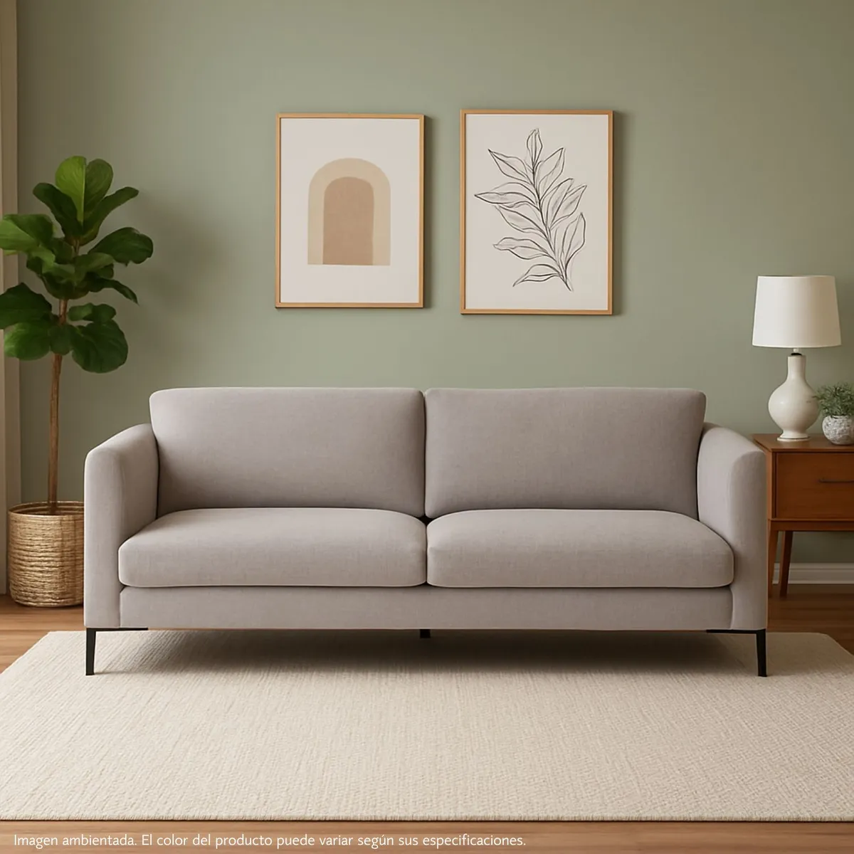 BASEMENT HOME - Sofá 3 Puestos en Tela, Conley 211 x 81 x 86 cm con Patas de Metal - Mueble Basement Home -  0% Interés a 3, 6 o 12 Cuotas Pagando con tu CMR Banco Falabella