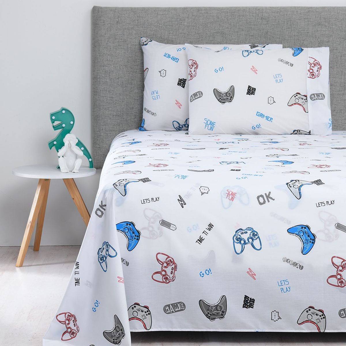 MICA KIDS - Juego de Sábanas Infantil Estampada de Polialgodón 180 Hilos Gamer Mica Kids