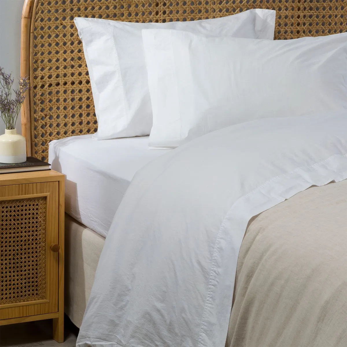 BASEMENT HOME - Juego de Sábanas Lisa de Algodón Egipcio 400 Hilos Basement Home