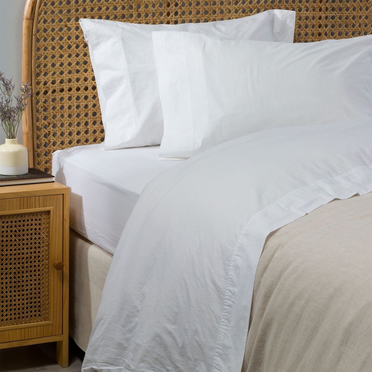 BASEMENT HOME - Juego de Sábanas Lisa de Algodón Egipcio 400 Hilos Basement Home