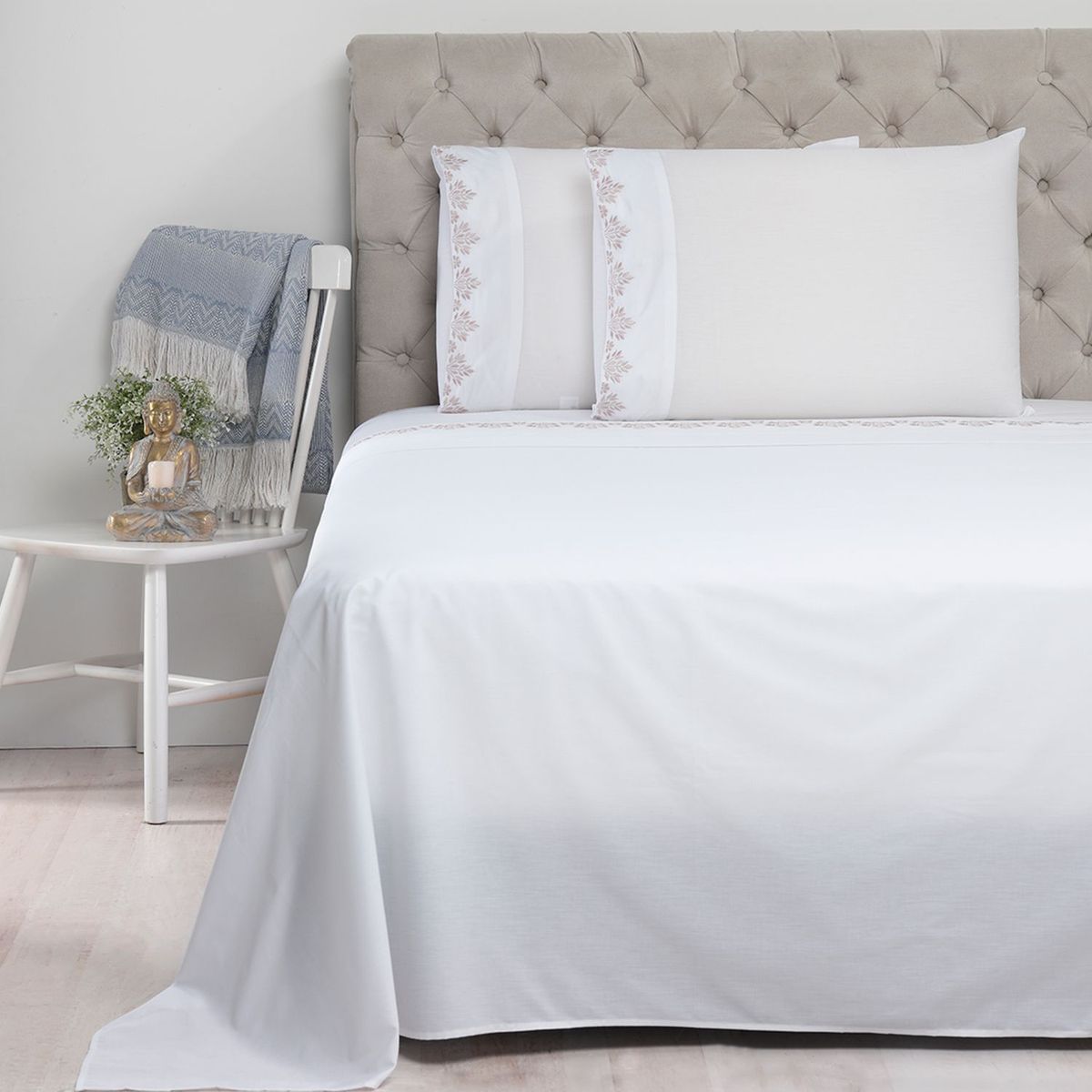 ROBERTA ALLEN - Juego de Sábanas Bordada de Polialgodón 180 Hilos Bouquet Roberta Allen