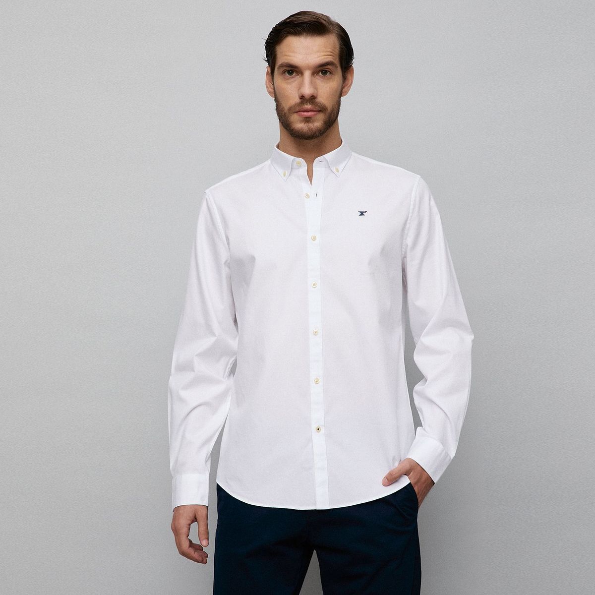 WOLF & HANK - Camisa Hombre Manga larga Slim de Algodón Wolf & Hank