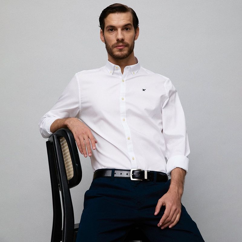 WOLF & HANK - Camisa Hombre Manga larga Slim de Algodón Wolf & Hank