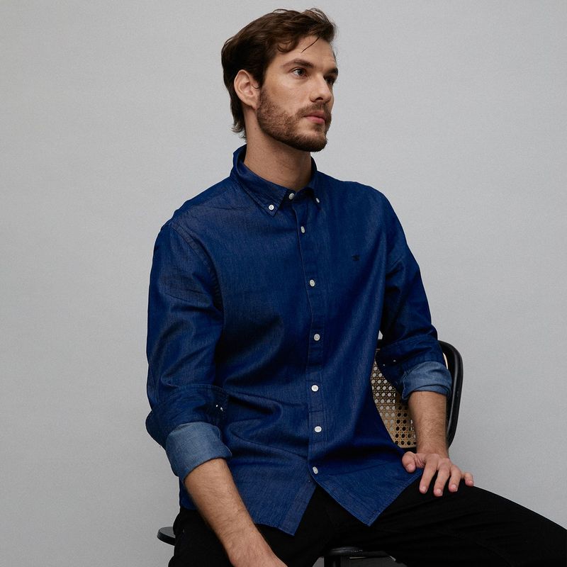 WOLF & HANK - Camisa Hombre Manga larga de Algodón WOLF&HANK
