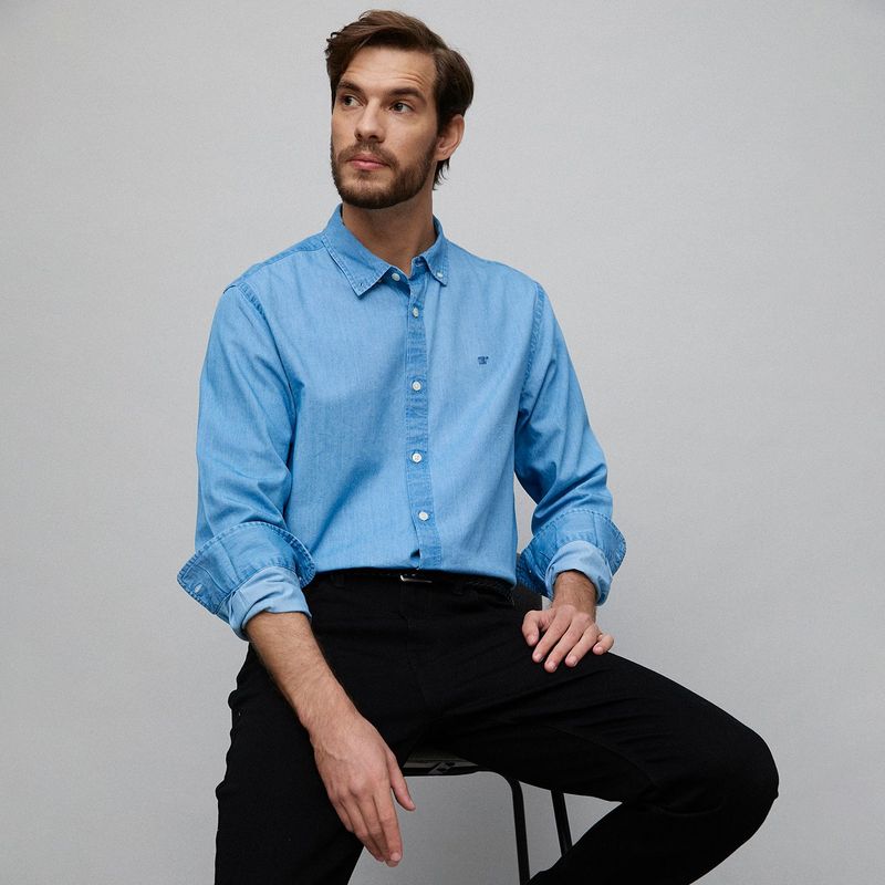 WOLF & HANK - Camisa Hombre Manga larga de Algodón WOLF&HANK