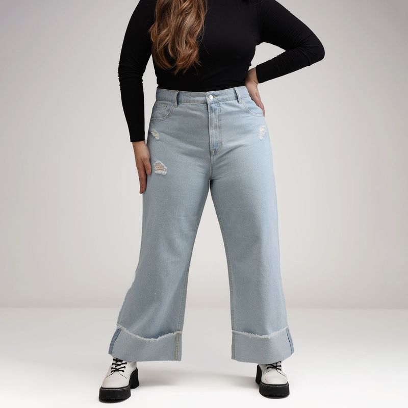 SYBILLA - Jean Algodón Mujer Wide Alto Sybilla