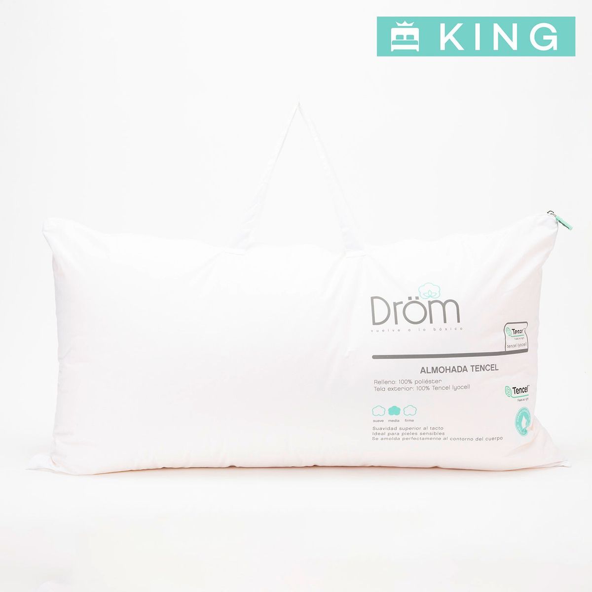 DROM - Almohada de Microfibra, Firmeza Suave 50 X 90 cm Drom Tencel