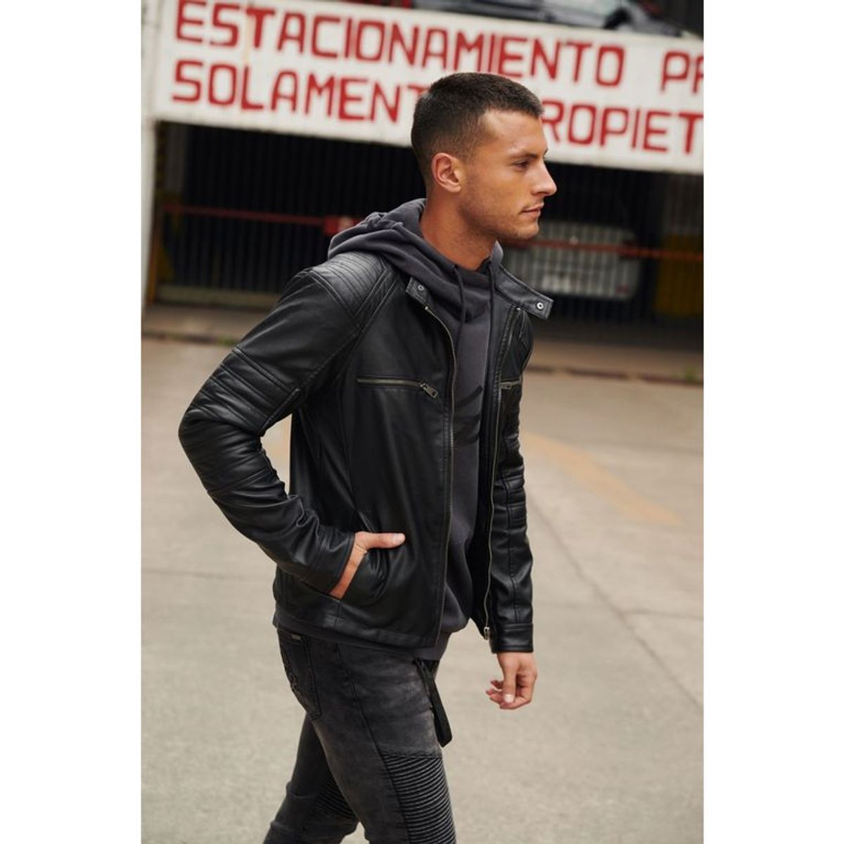 MOSSIMO - Chaqueta Efecto cuero Hombre Mossimo