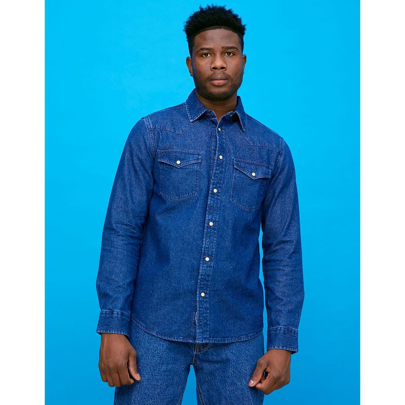 BEARCLIFF - Camisa de jean para Hombre Regular Bearcliff