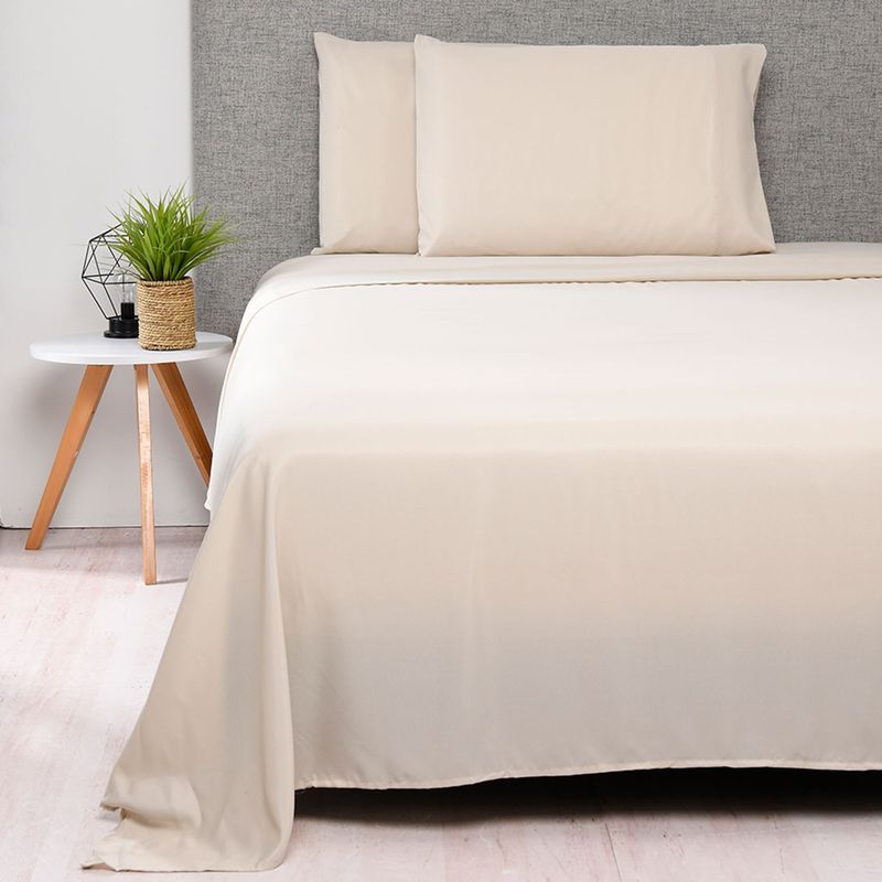 AMBIENTA - Sábana Ambienta de Poliéster 75 GSM para cama Sencillo,Doble, Queen. Juego de Sábanas Lisa