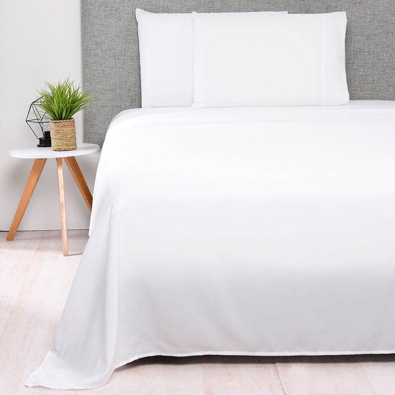 AMBIENTA - Sábana Ambienta de Poliéster 75 GSM para cama Sencillo,Doble, Queen. Juego de Sábanas Lisa
