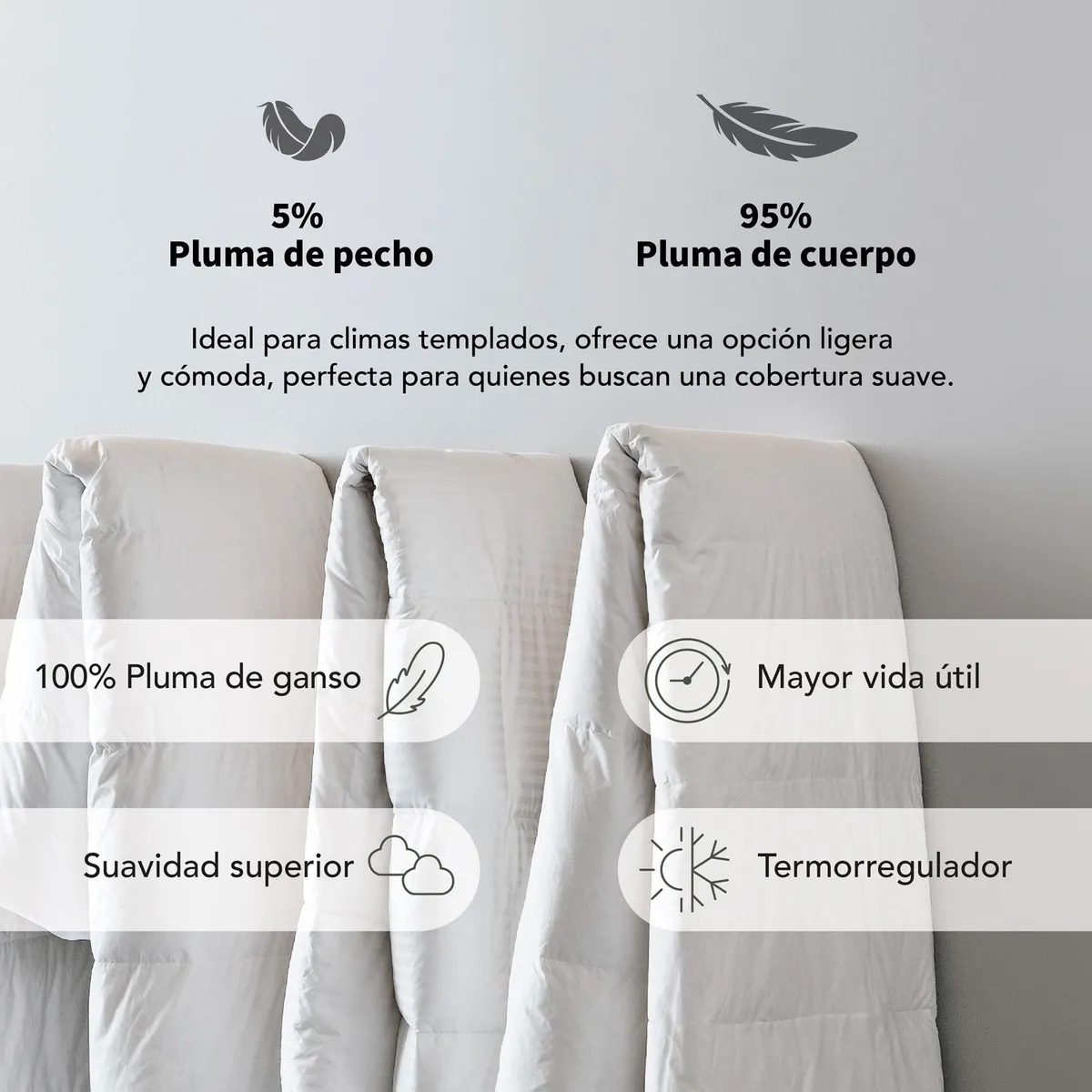 BASEMENT HOME - Plumón de Plumas de Ganso 5% Pecho 95% Cuerpo Basement Home