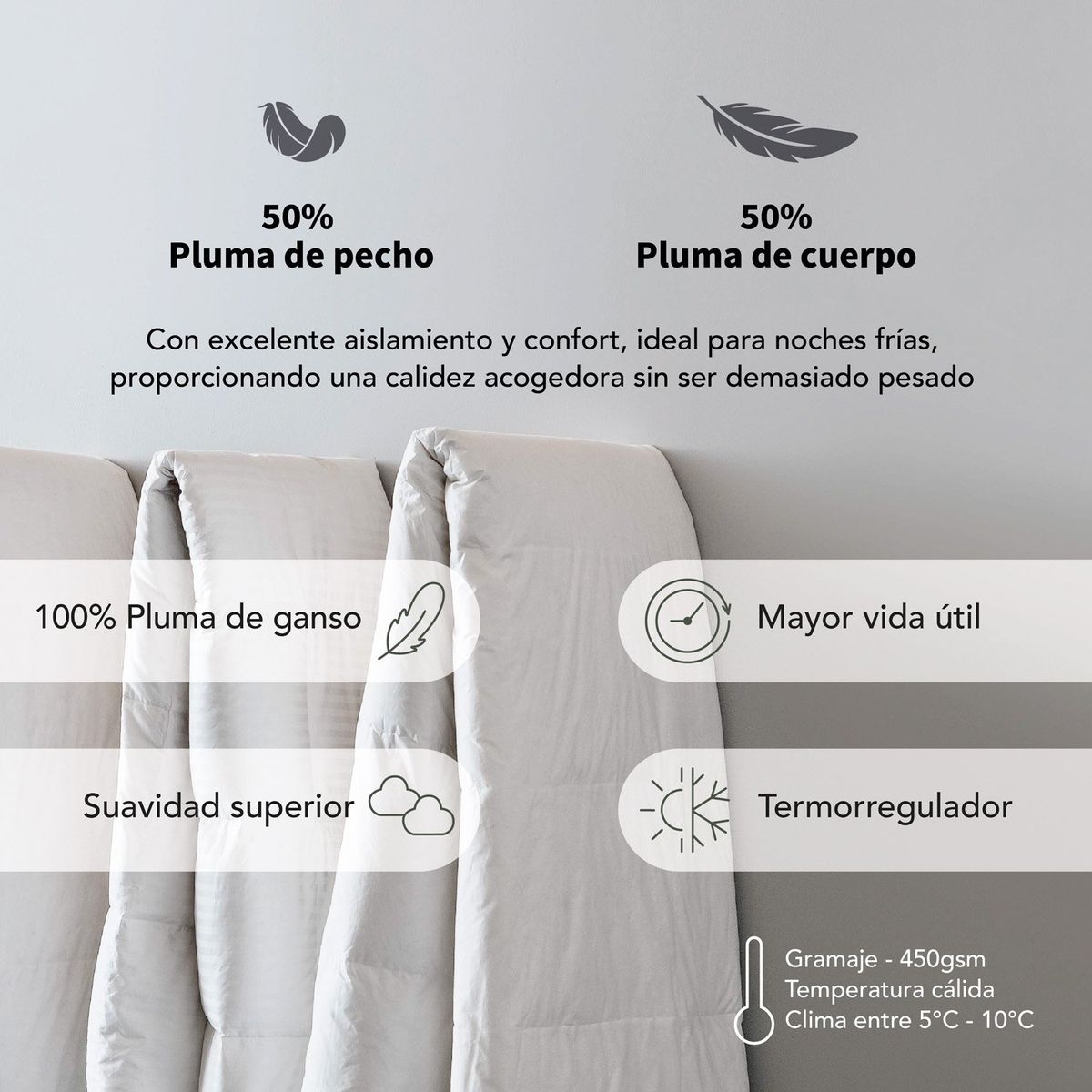 BASEMENT HOME - Plumón de Plumas de Ganso 50% Pecho 50% Cuerpo Basement Home