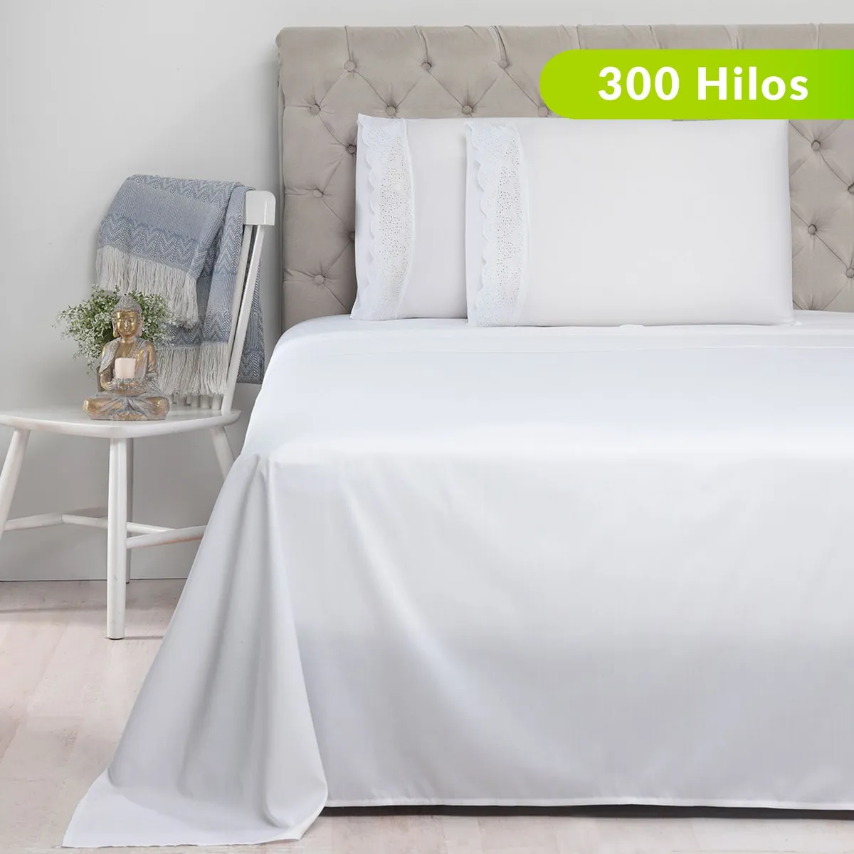 ROBERTA ALLEN - Juego de Sábanas Bordada de Algodón 300 Hilos Amelie Roberta Allen